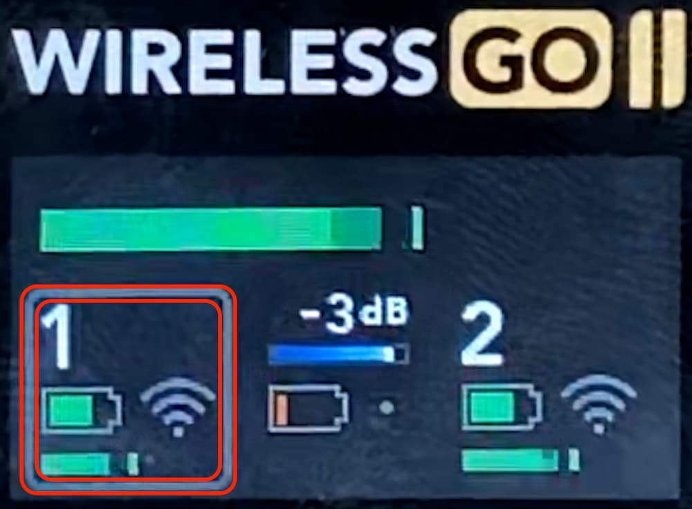 WIRELESS GOII 受信器側 液晶画面 マイク選択