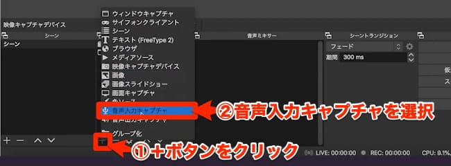 音声入力キャプチャの挿入