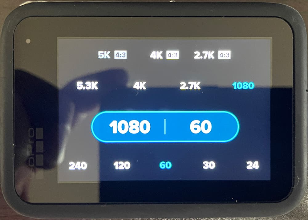 Gopro HERO 10 解像度＆フレームレート 1080&60