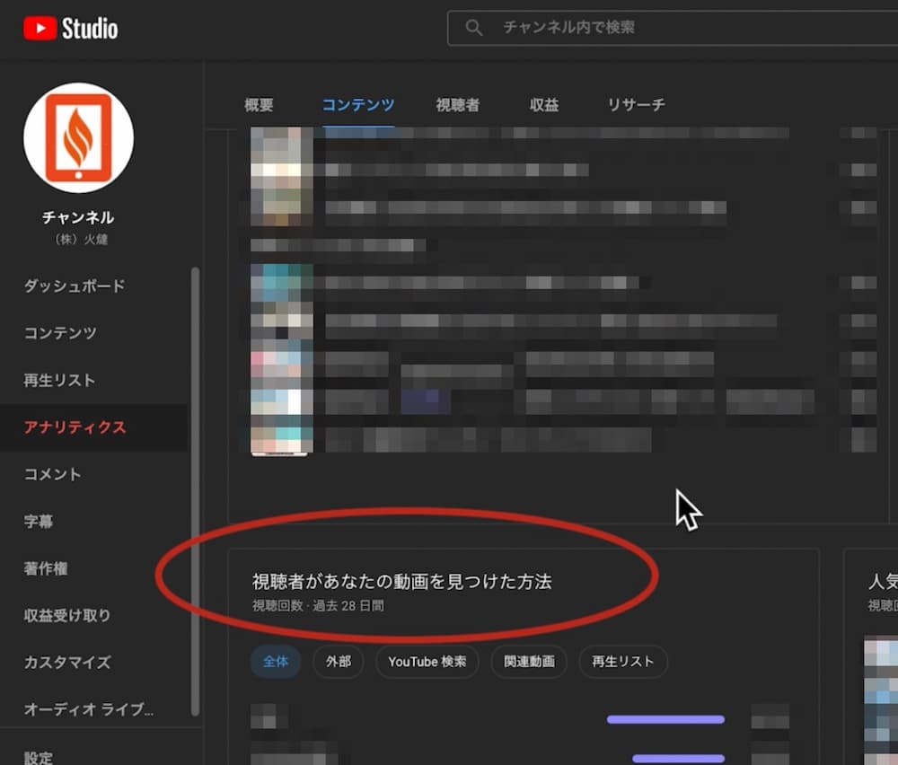 YouTubeアナリティクス 視聴者があなたの動画を見つけた方法