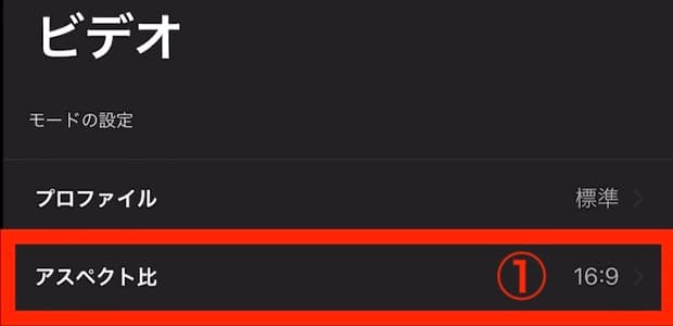 ビデオ設定 アスペクト比