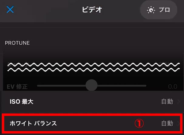ビデオ設定 ホワイトバランス