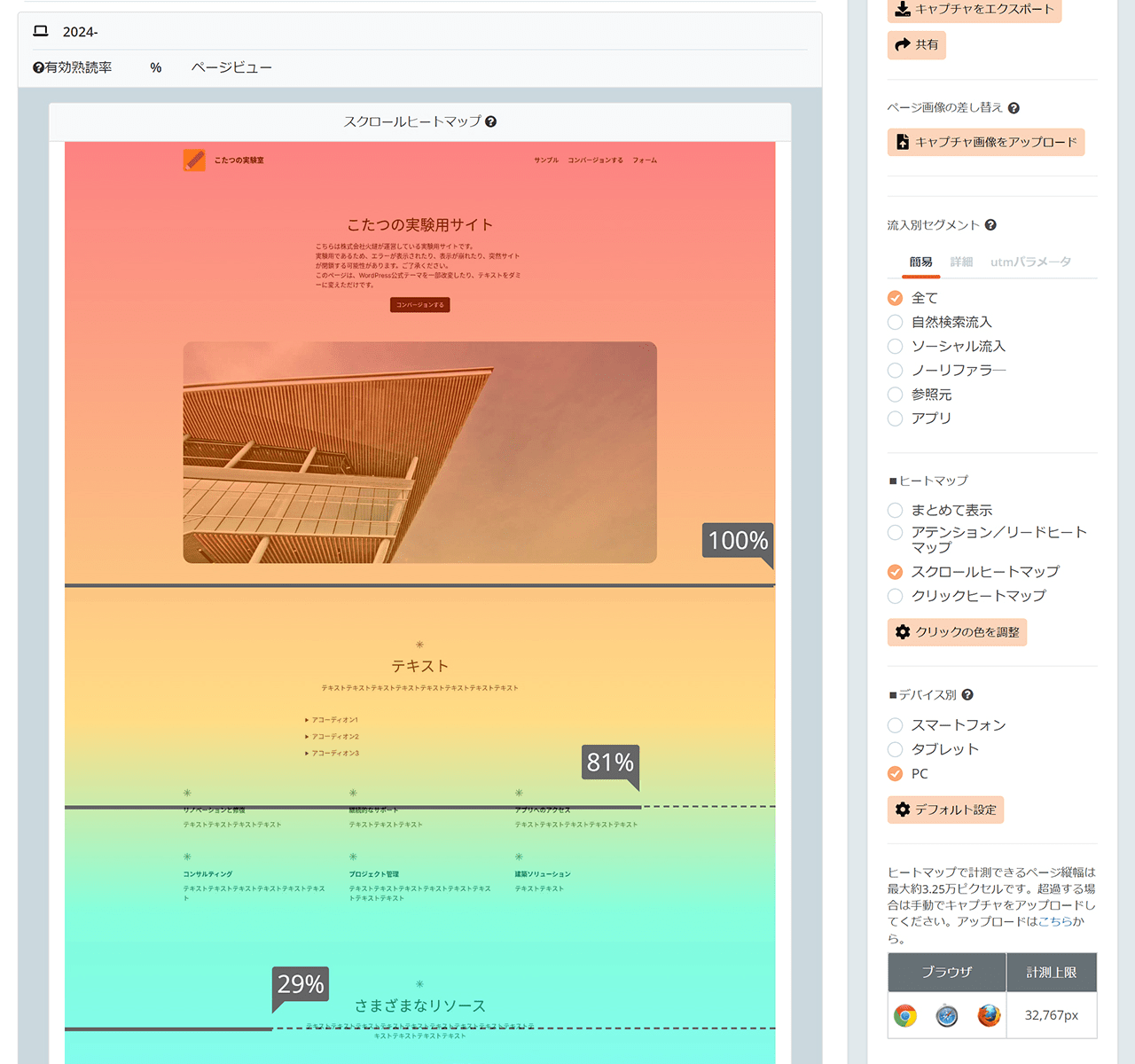 ミエルカヒートマップ スクロールヒートマップ