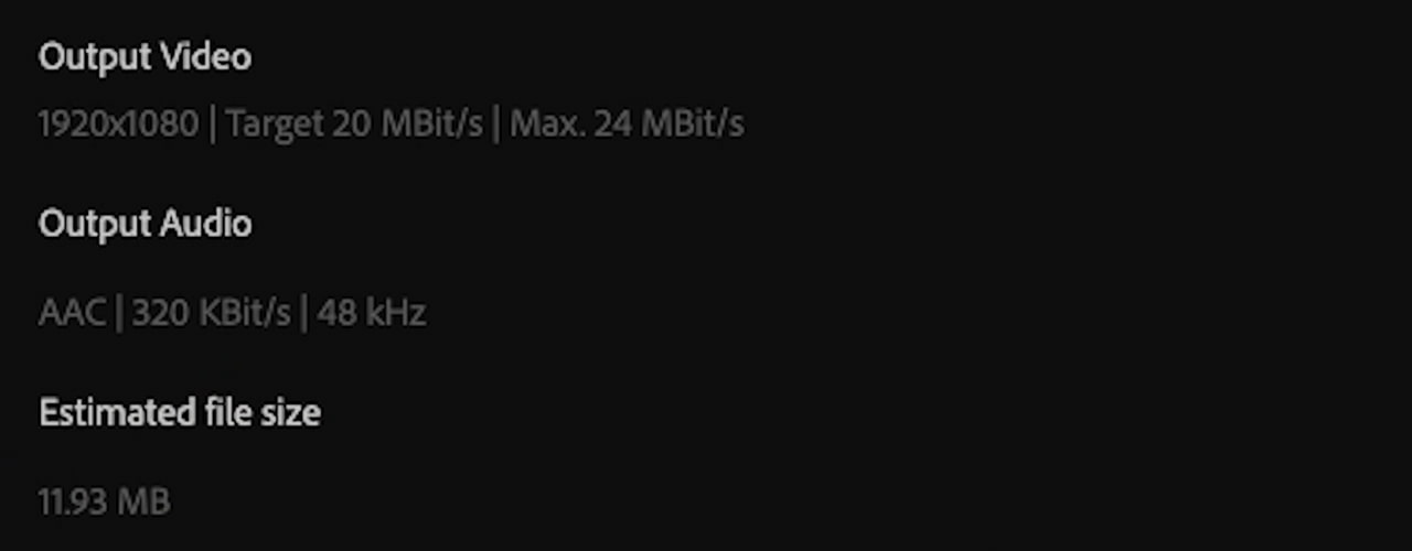 Export to Frame.io : Output Video / Output Audio / Estimated file size