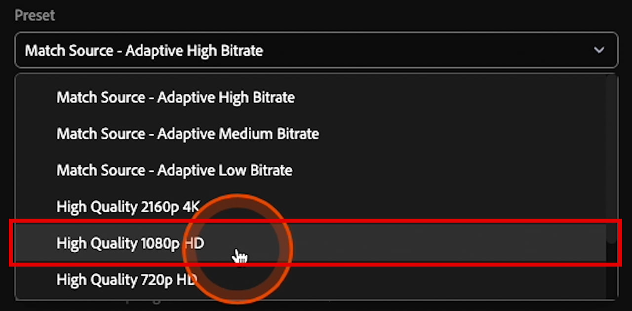 Export to Frame.io Preset High Quality 1080p HD