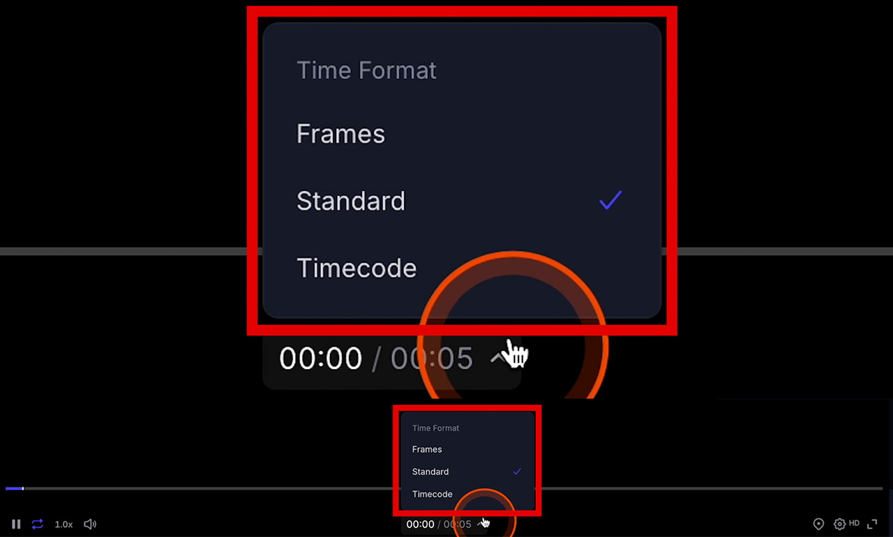Frame.io タイムフォーマット設定