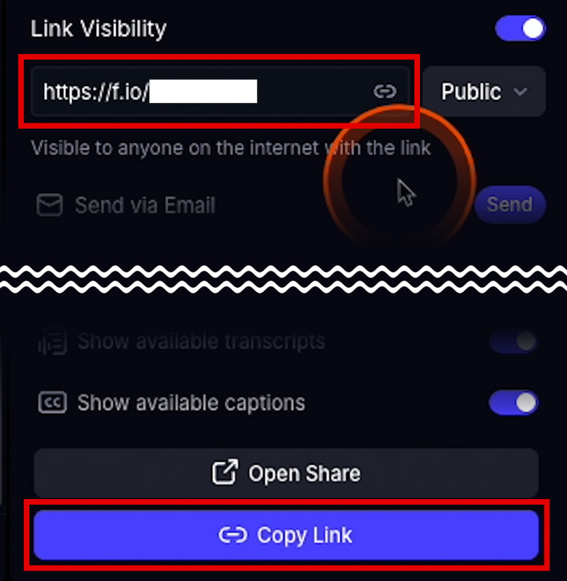 動画共有 URLコピーかCopy Linkをクリック