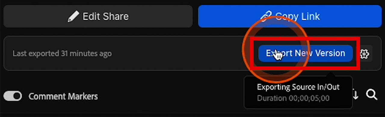 Premiere Pro Frame.io Export New Version 新しいバージョンとして書き出す