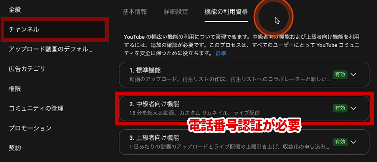 チャンネル設定 チャンネル 機能の利用資格