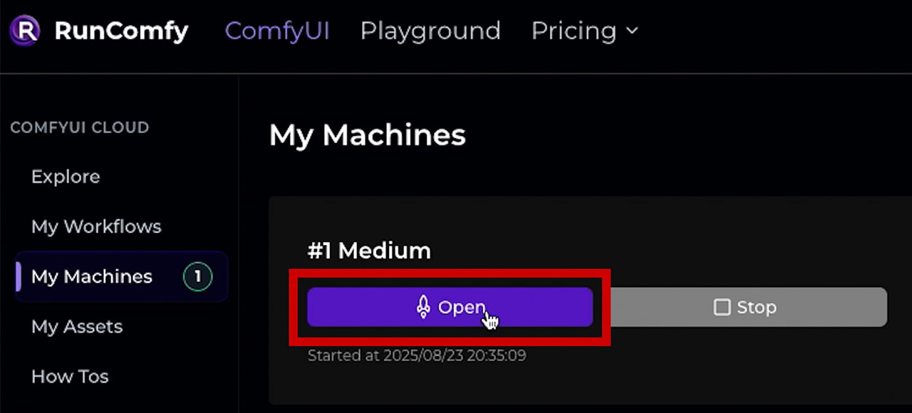 #1 Medium にある Open をクリック