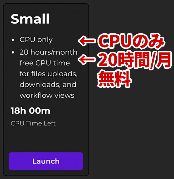 Please choose the machine size Smallプラン