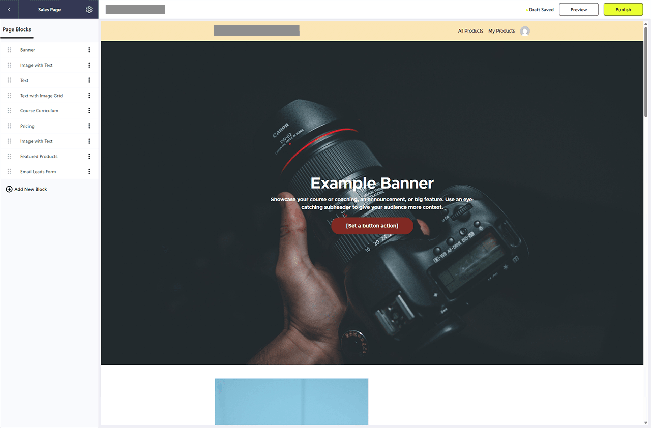 Teachable ページ編集画面