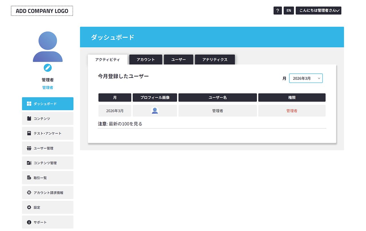 UIshare 管理画面 ダッシュボード